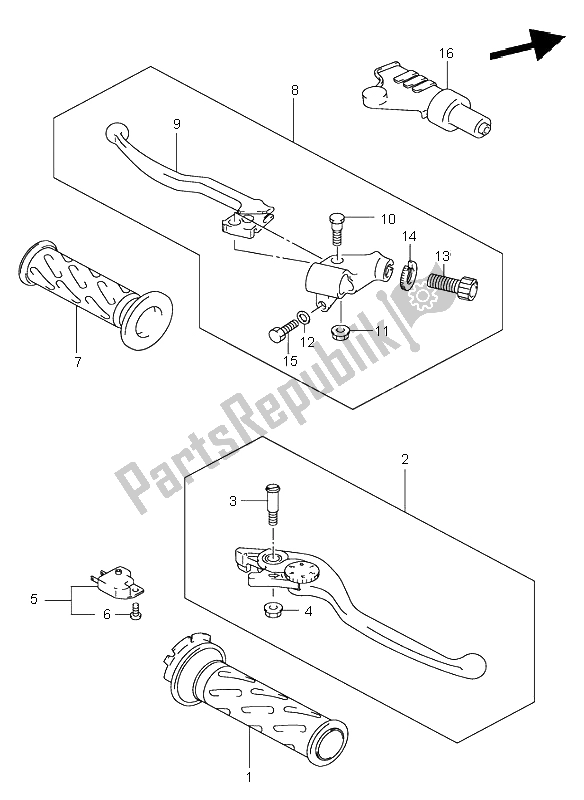 All parts for the Handle Lever of the Suzuki SV 650 NS 1999