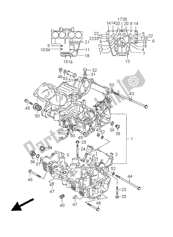 All parts for the Crankcase of the Suzuki GSF 1200 Nsnasa Bandit 2006