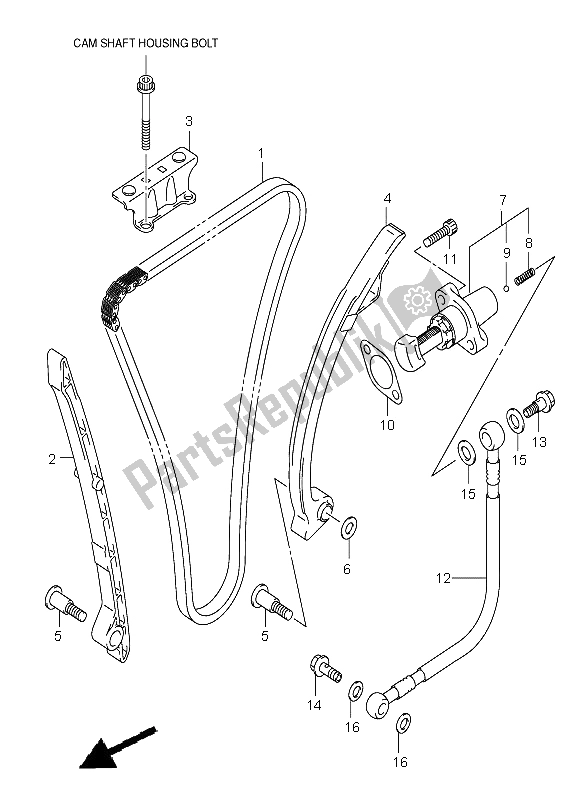 Alle onderdelen voor de Cam Ketting van de Suzuki GSX R 600 2001