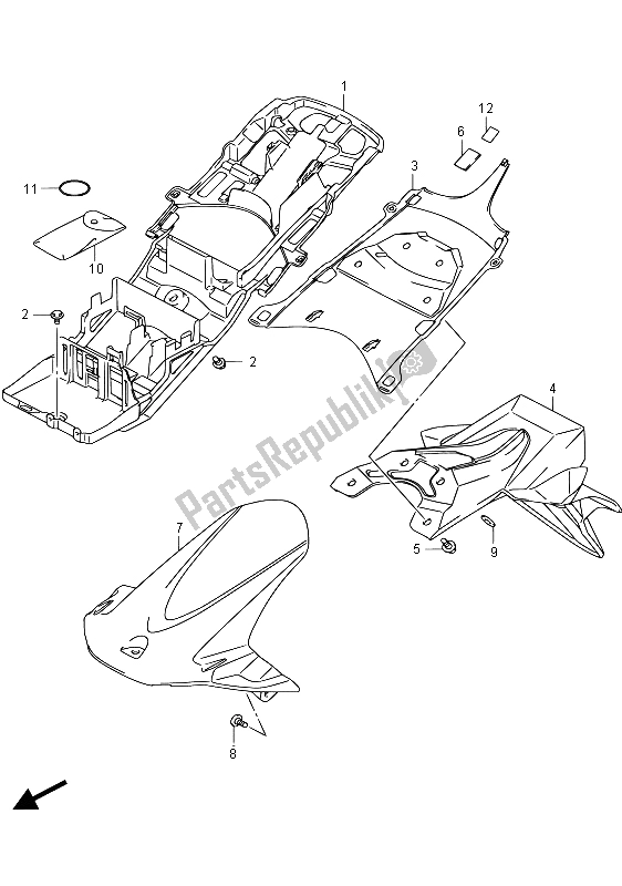 Tutte le parti per il Parafango Posteriore (gsx-r750) del Suzuki GSX R 750 2015