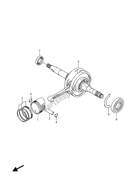 All parts for the Crankshaft of the Suzuki LT Z 50 2014