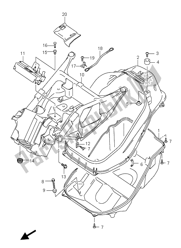 All parts for the Helmet Box of the Suzuki AN 650A Burgman Executive 2005