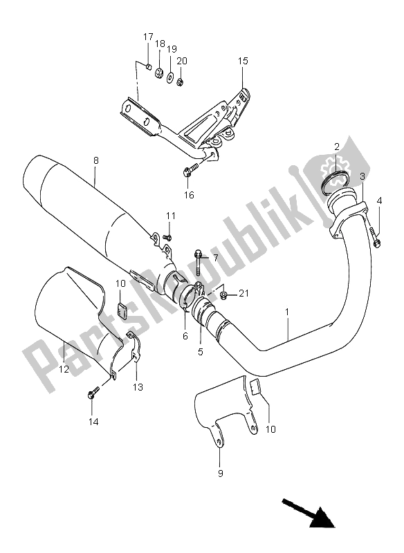 All parts for the Muffler of the Suzuki LS 650 Savage 2002