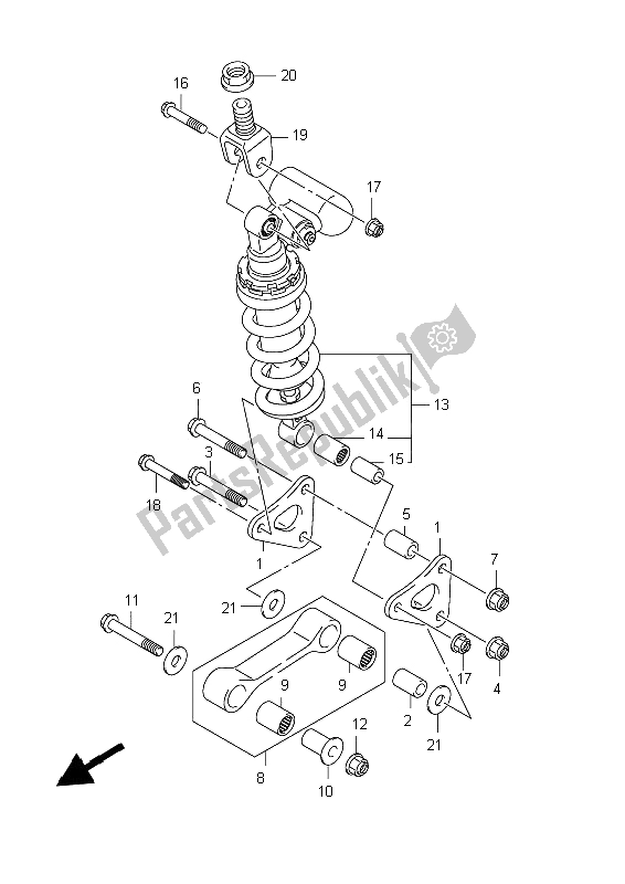 Toutes les pièces pour le Levier De Coussin Arrière (gsx-r600 E21) du Suzuki GSX R 600 2012