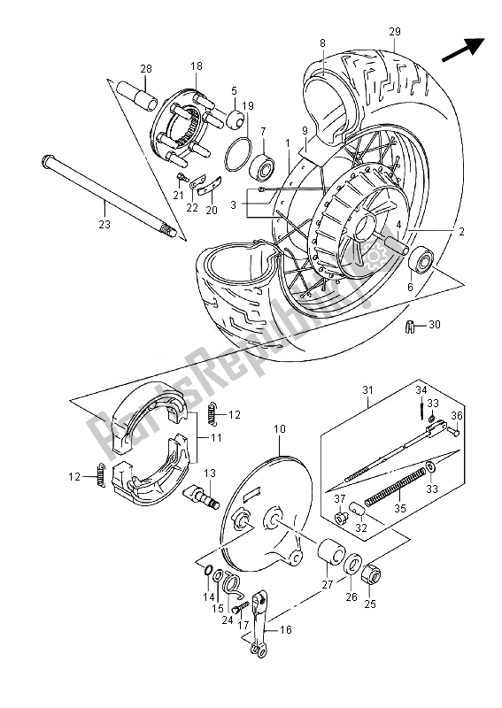 All parts for the Rear Wheel (vl800 E19) of the Suzuki VL 800 CT Intruder 2014