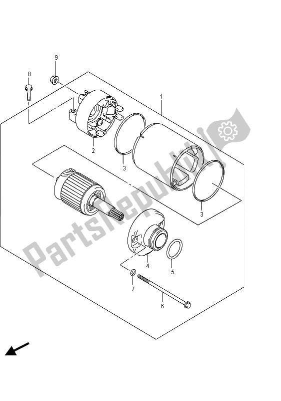 All parts for the Starting Motor of the Suzuki GSF 1250 SA Bandit 2015