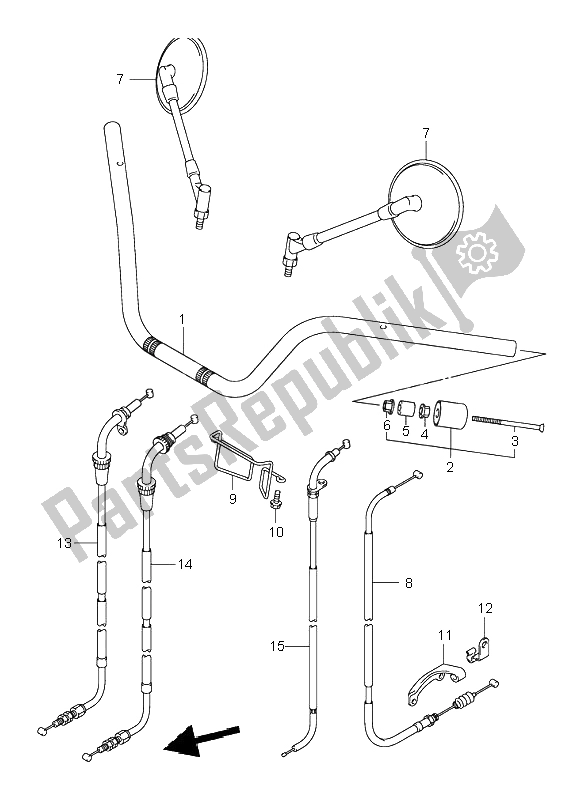 All parts for the Handle Bar of the Suzuki VL 125 Intruder 2004