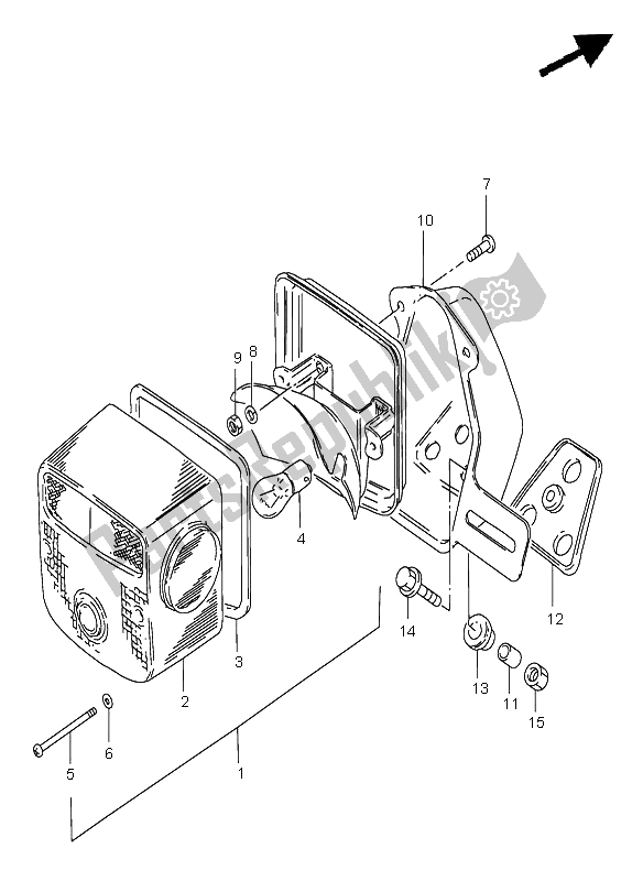 All parts for the Rear Combination Lamp (e1-e2-e4-e24-e34-p37-e71) of the Suzuki GN 250E 1998