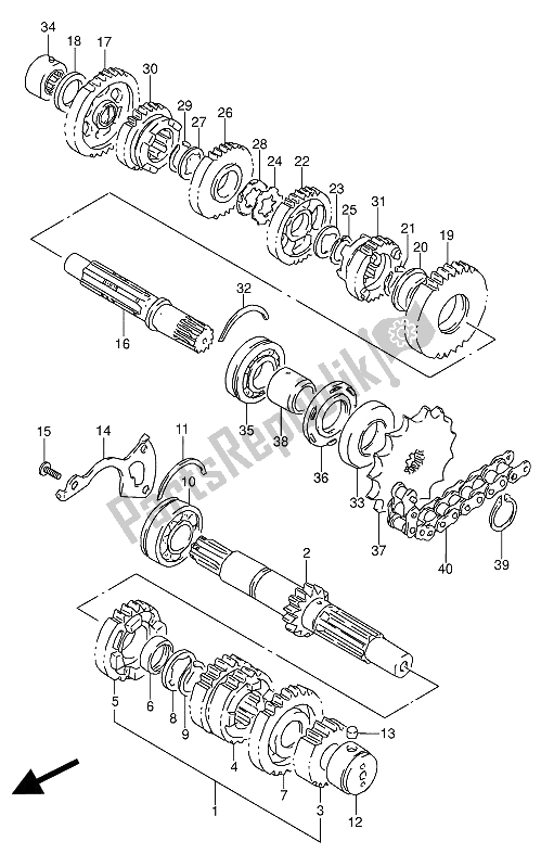 Alle onderdelen voor de Overdragen van de Suzuki GS 500 EU 1989