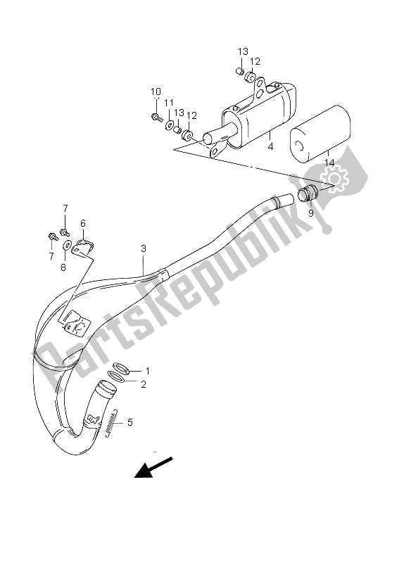 All parts for the Muffler of the Suzuki RM 85 SW LW 2012