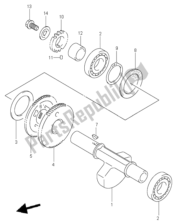 Alle onderdelen voor de Crank Balancer van de Suzuki LT A 500F Quadmaster 2000