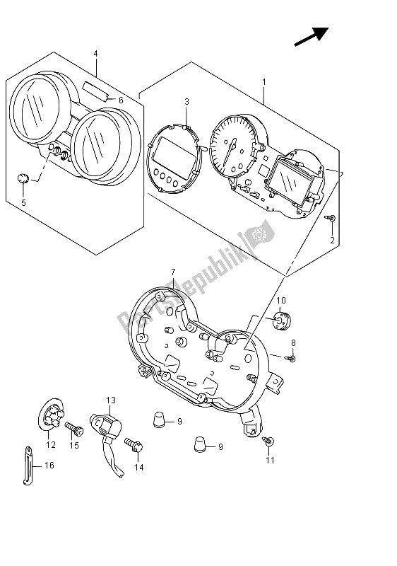 All parts for the Speedometer of the Suzuki GSF 1250 SA Bandit 2015