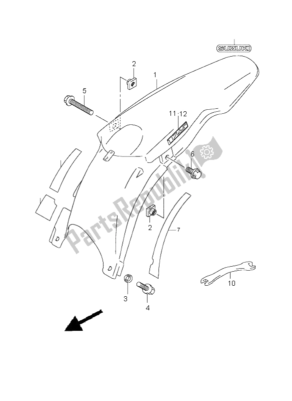 All parts for the Rear Fender of the Suzuki RM 125 2003