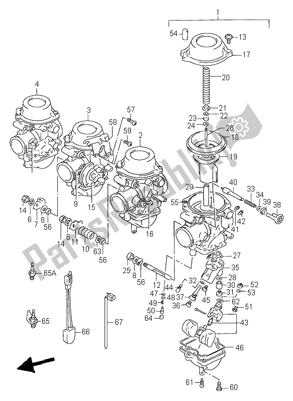 All parts for the Carburetor (e18-e39) of the Suzuki RF 900R 1996