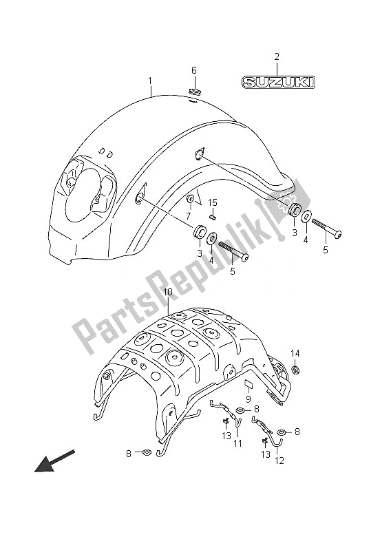 Tutte le parti per il Parafango Posteriore (vl800 E19) del Suzuki C 800 VL Intruder 2011