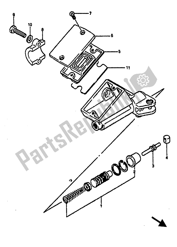 Alle onderdelen voor de Koppeling Hoofdremcilinder van de Suzuki GSX R 1100 1986