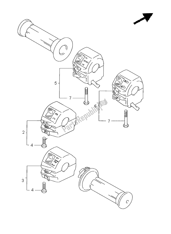 Tutte le parti per il Interruttore Maniglia del Suzuki GN 125E 2001