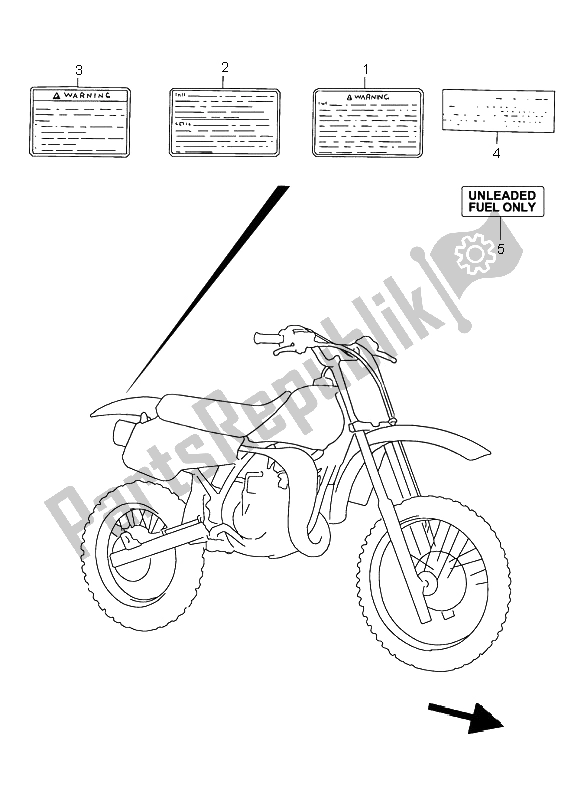 Alle onderdelen voor de Etiket van de Suzuki RM 80 2000