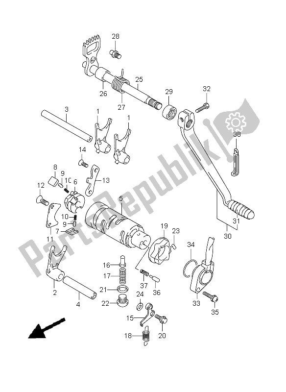 All parts for the Gear Shifting of the Suzuki DR 125 SM 2009