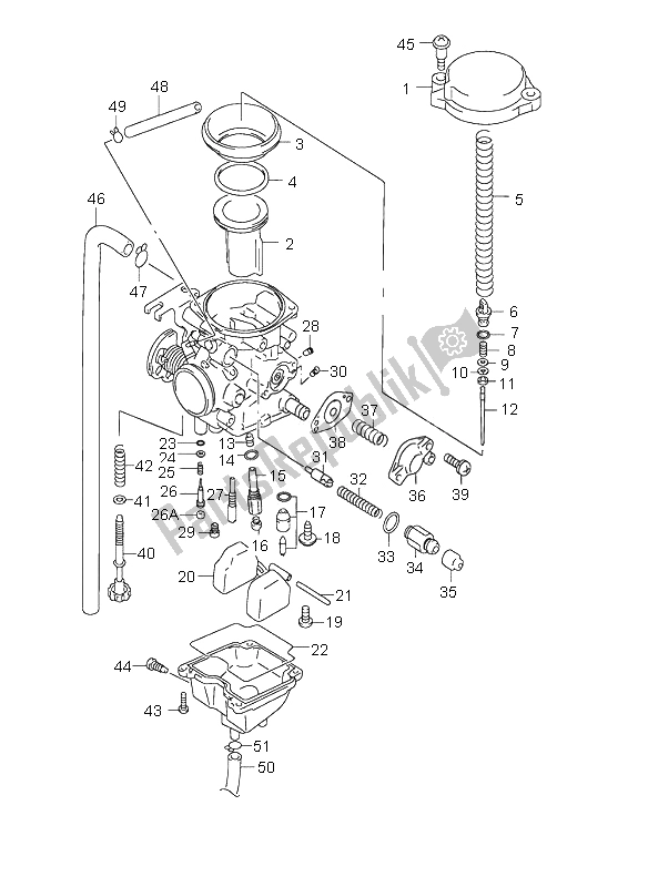 Alle onderdelen voor de Carburator van de Suzuki GZ 250 Marauder 2000