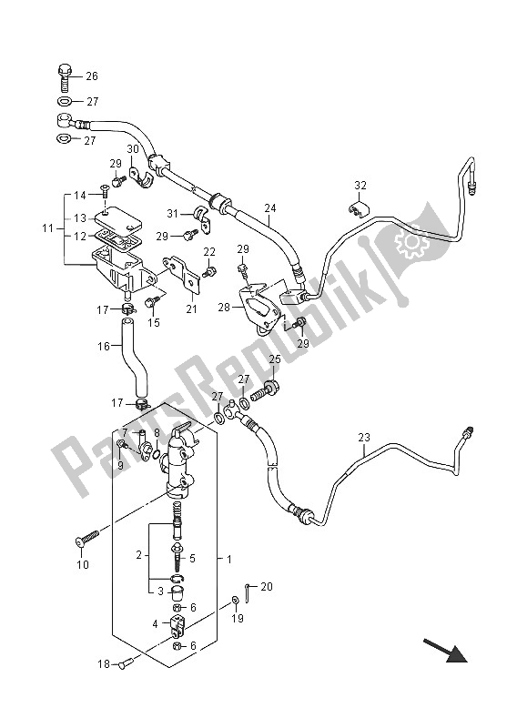 Todas las partes para Cilindro Maestro Trasero (gsx1300ra E19) de Suzuki GSX 1300 RA Hayabusa 2016