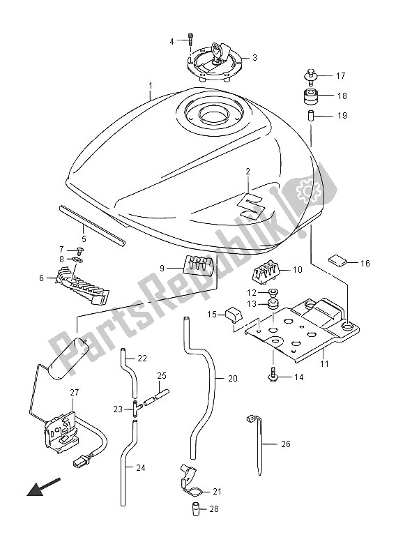 Todas las partes para Depósito De Combustible de Suzuki GSX 1250 FA 2016