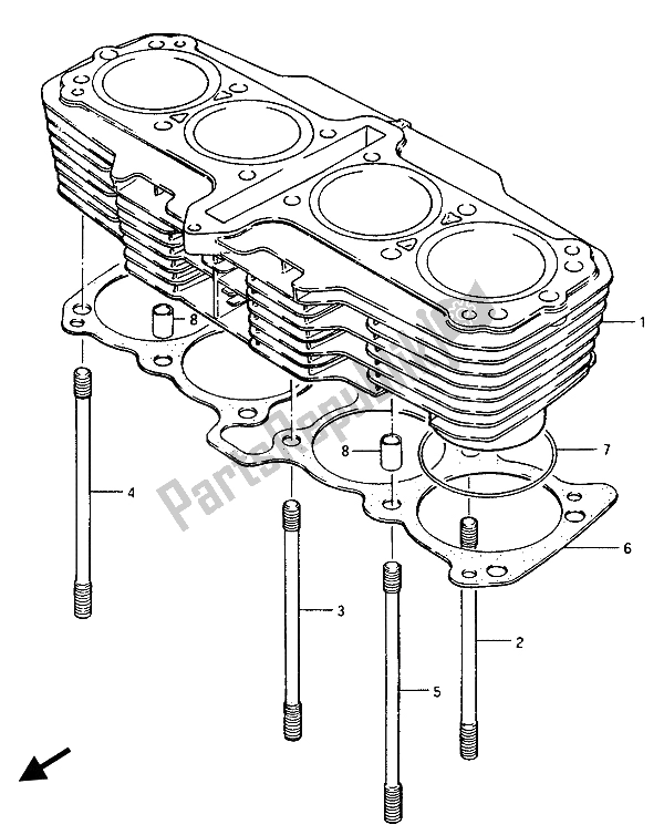 Toutes les pièces pour le Cylindre (par Ex. 101424) du Suzuki GSX 1100 Esef 1150 EF 1986