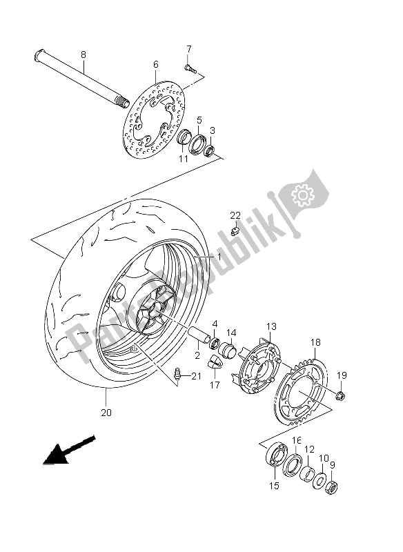 All parts for the Rear Wheel of the Suzuki GSX R 600 2011