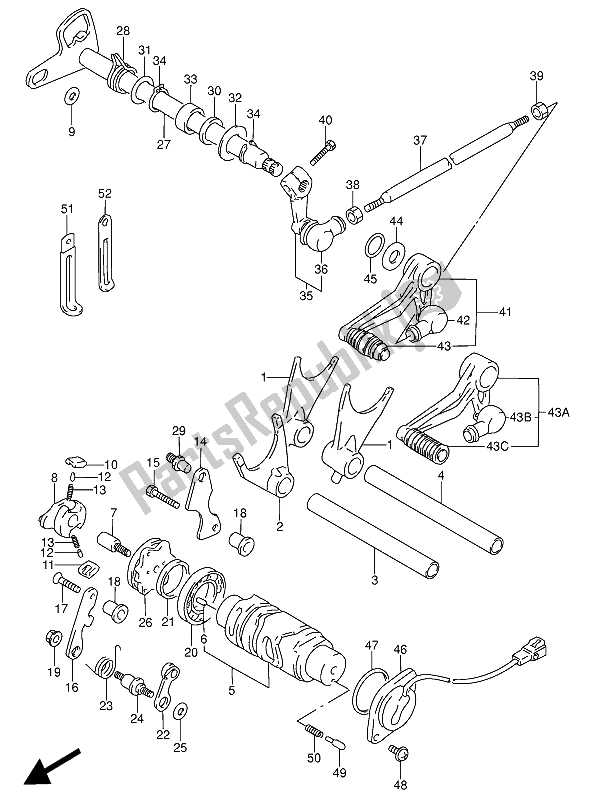 Wszystkie części do Zmiana Biegów Suzuki RF 600 RU 1994