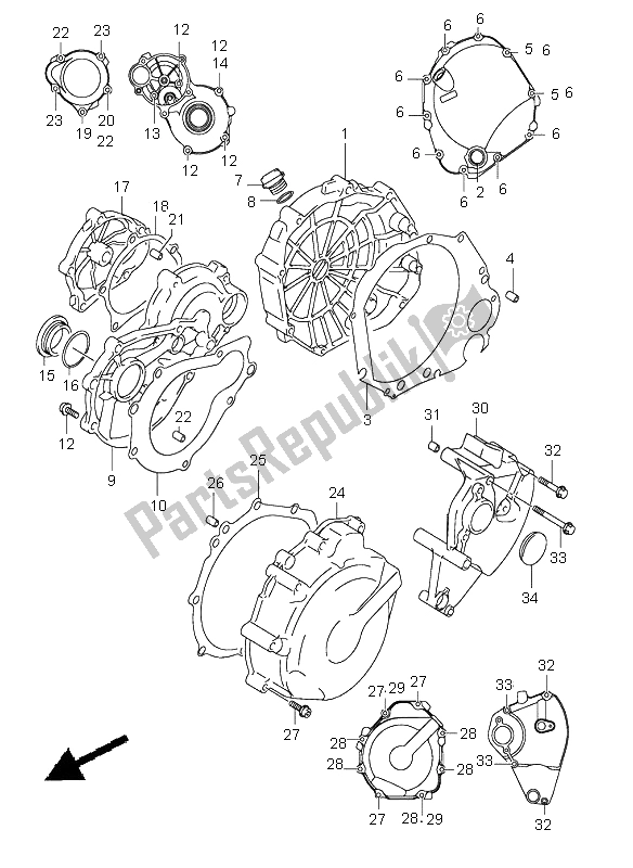 Wszystkie części do Pokrywa Skrzyni Korbowej Suzuki GSX R 1000 2004