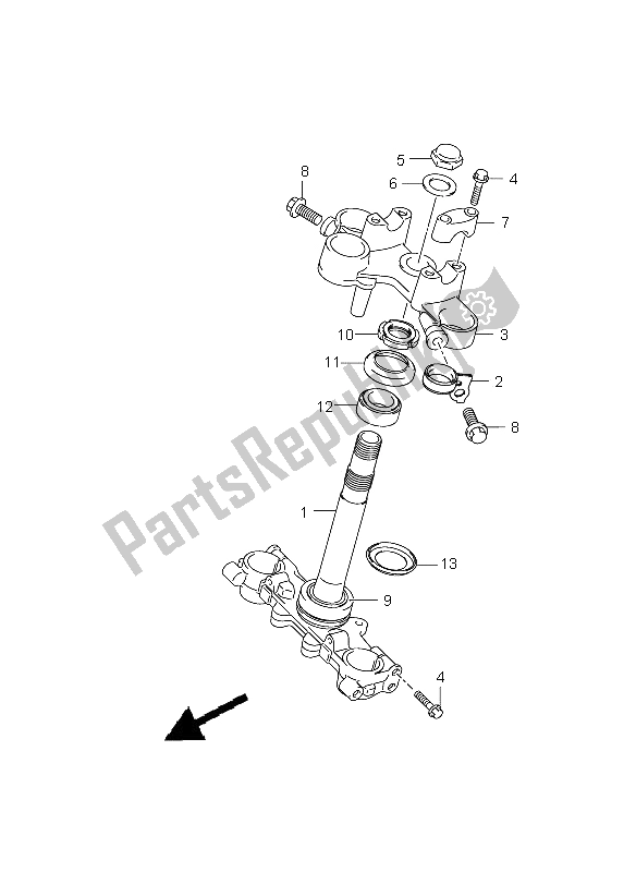 All parts for the Steering Stem of the Suzuki DR 125 SM 2009