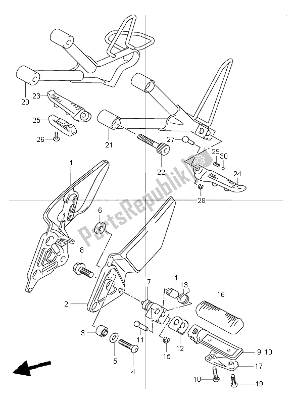 All parts for the Footrest of the Suzuki GSF 600 NS Bandit 2003