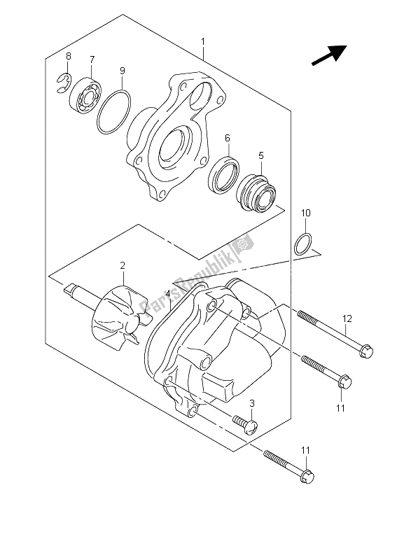 All parts for the Water Pump of the Suzuki UH 125 Burgman 2011