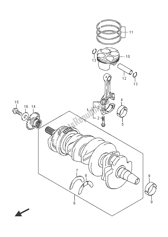 All parts for the Crankshaft of the Suzuki GSX R 750 2016