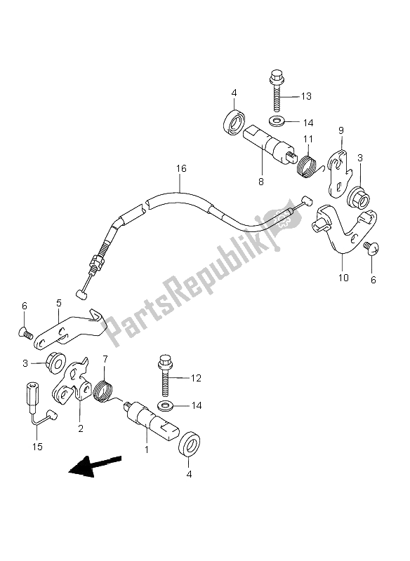 All parts for the Decomp Shaft of the Suzuki VL 1500 Intruder LC 2001