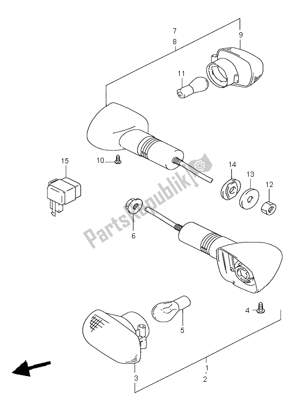 All parts for the Turnsignal Lamp (e24) of the Suzuki GS 500H 2001