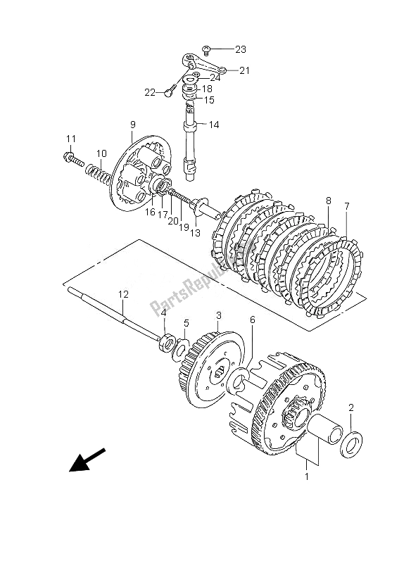 All parts for the Clutch of the Suzuki GZ 125 Marauder 2007