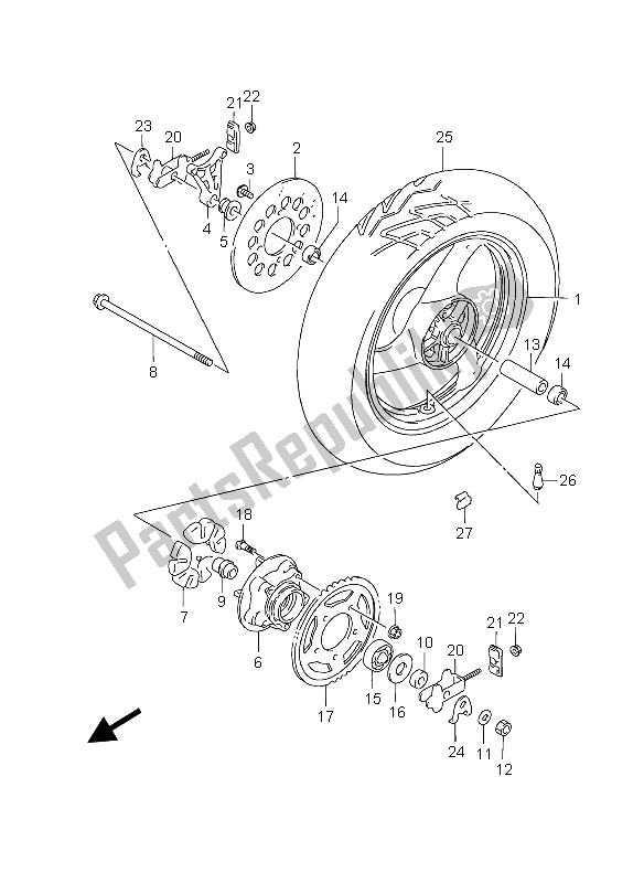 Wszystkie części do Tylne Ko? O Suzuki GS 500 EF 2004