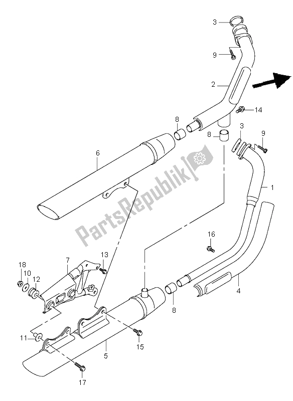 All parts for the Muffler of the Suzuki VL 800 Volusia 2001