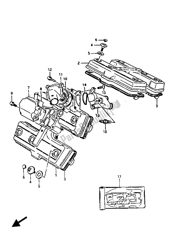 Todas as partes de Tampa Da Cabeça Do Cilindro do Suzuki GV 1400 Gdgc 1987