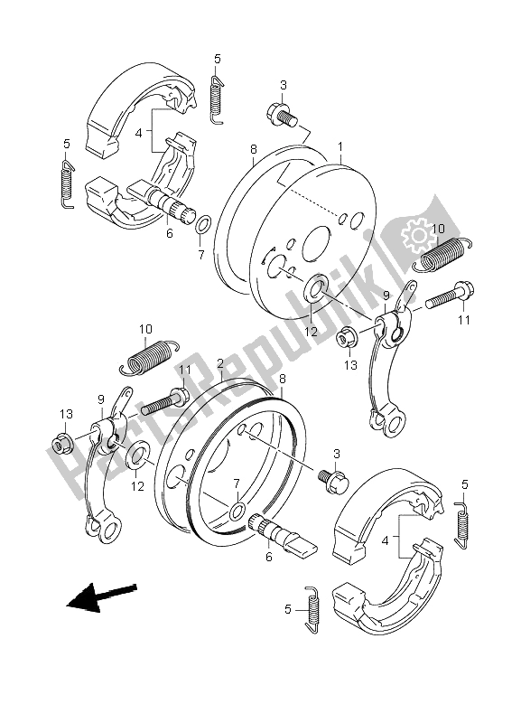 All parts for the Front Brake of the Suzuki LT Z 50 4T Quadsport 2009