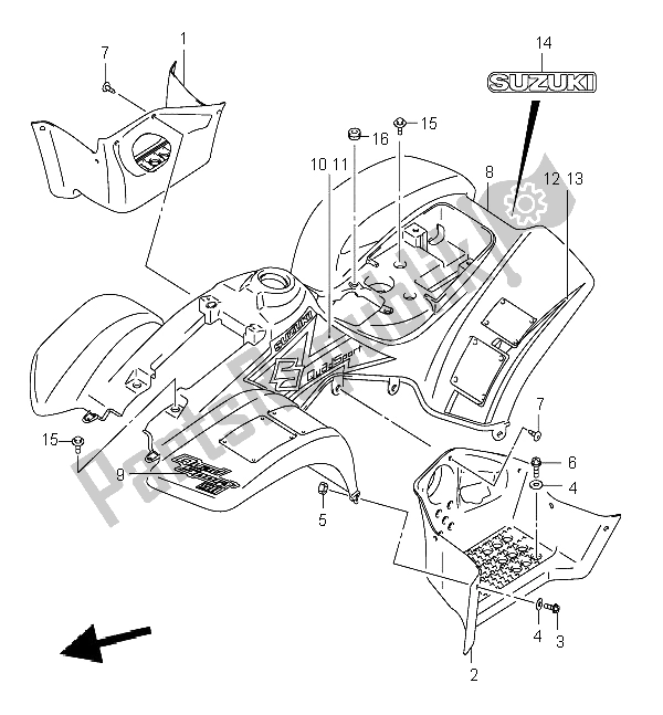 All parts for the Frame Cover of the Suzuki LT A 50 Quadsport 2004