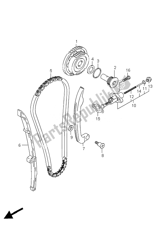 All parts for the Cam Chain of the Suzuki LT A 750 XZ Kingquad AXI 4X4 2010