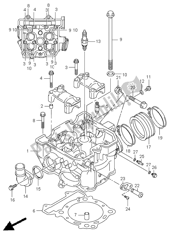 Alle onderdelen voor de Cilinderkop van de Suzuki DR Z 400E 2007