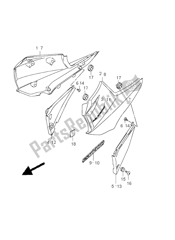 All parts for the Frame Cover of the Suzuki GSX 1400 2002