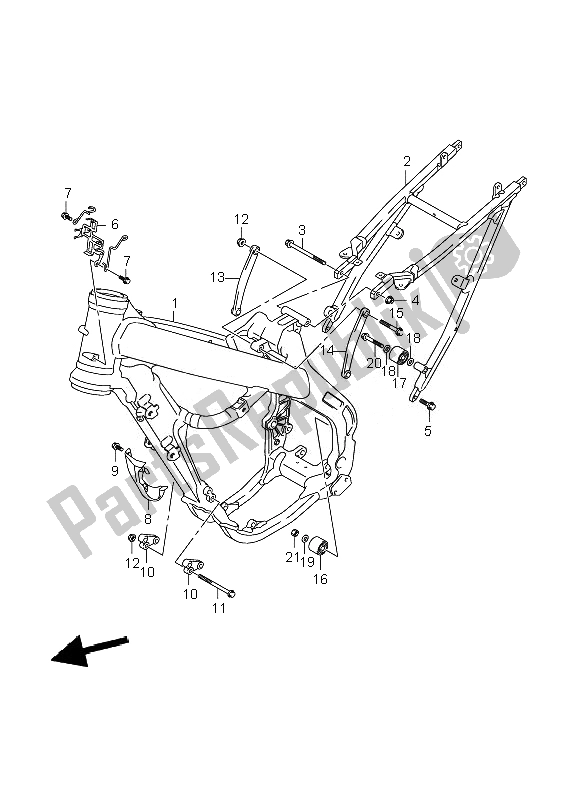 All parts for the Frame of the Suzuki RM Z 250 2007