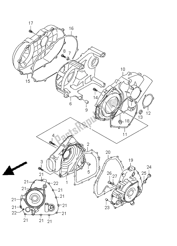 Wszystkie części do Pokrywa Skrzyni Korbowej Suzuki LT A 500 XPZ Kingquad AXI 4X4 2012