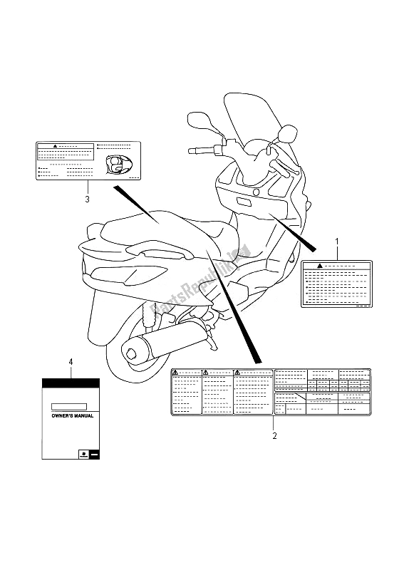 Tutte le parti per il Etichetta (uh125 E19) del Suzuki UH 125A Burgman 2014