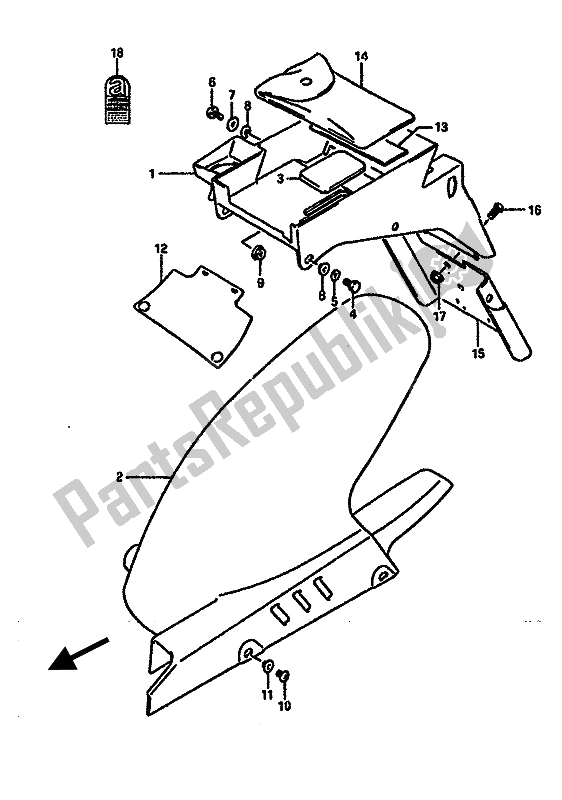 All parts for the Rear Fender of the Suzuki RGV 250 1989