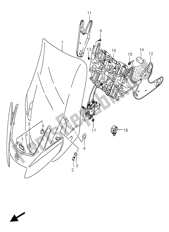 All parts for the Wind Screen (an650a) of the Suzuki AN 650A Burgman Executive 2005